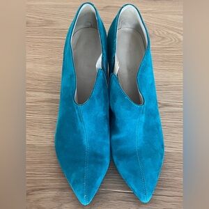 Teal suede booties